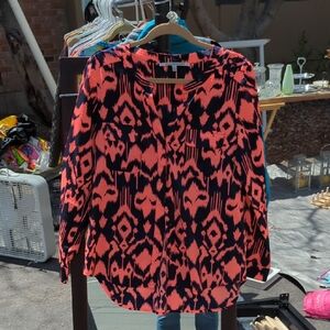 Collective Concepts Pink and Black Graphic Long Sleeve Blouse